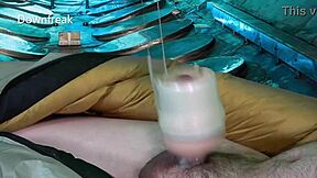 OMG! Hands-Free Masturbation With Fleshlight Launch Shiny Down Bag Is Pure Fantasy!