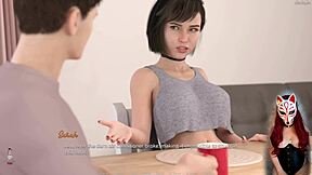 Steamy animation with a gaming theme and a young girl exploring her body
