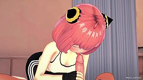 Anya finishes her workout and gets steamy in hentai