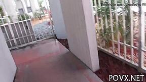A sexy couple’s POV sex video with a hot European teen, Kelsi Monroe