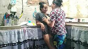 Wild lesbian sex with best friend while husband is away