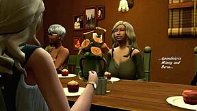Sultry MILF and big tits in hot threesome in The Sims 4