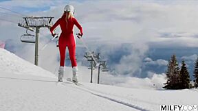Brandi, the hot ski instructor gives a young man a lesson in pleasure