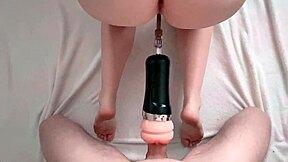 Close up of a virgin step sister’s pussy as she cums on her step brother’s cock