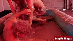 Gay threesome with skinny blonds and big dick Adam Strong