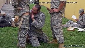 Gay military threesome in hot outdoor action