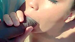 Big black cock drills Asian ass in public thrill