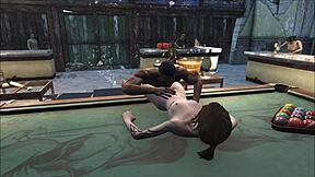 Fun with anime girls at the pool table