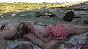 French Teacher Sucks Cock on Public Nude Beach!