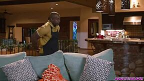 Muscular black man seduces red-haired twinks and gives deep blow job and anal sex