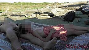 French Teacher Sucks Cock on Public Nude Beach!