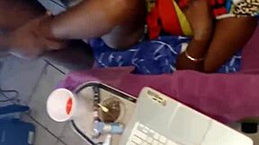 African American MILF stripping naked and exposing her big breast and juicy pussy