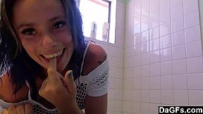 Steamy solo session in the bathroom, ultimate temptation