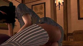 Beautiful goth elf gives a 3D animated handjob and blowjob