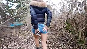 Walking naked with a sex toy in my anus