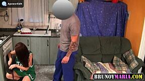 Real home plumber meets hot woman with spy camera