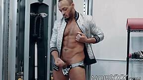 Dillon Diaz, a hot black gay with great body and big dick, masturbates in this video
