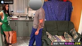 Real home plumber meets hot woman with spy camera