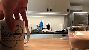 Young wife does the household chores while being secretly filmed by a voyeur cam