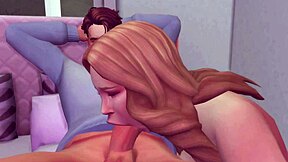 A blonde cartoon character enjoys anal sex and cunnilingus until the man cums