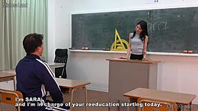 Two masochistic students in a Japanese school punished by their strict teacher