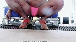 Staci in pink panties, fetish feet and pee fetish video