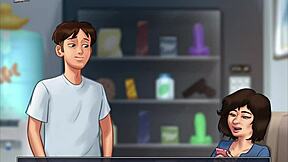 Amateur anime video with small boobed girl in Summertime Saga game