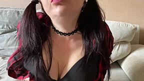The beautiful anime MILF, Mistress Lara, has a solo scene in which she touches her natural tits