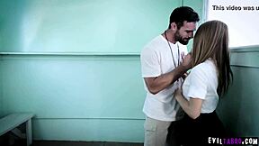 Old professor's secret bathroom sessions with hot teen