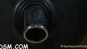A hot girl gets her pussy licked while trapped in a cage