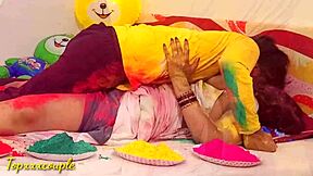 Pretty Asian sister-in-law gets rough treatment on Holi