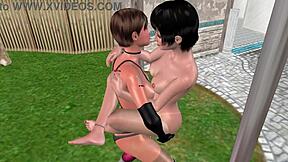 3D animated lesbian sex in a variety of positions