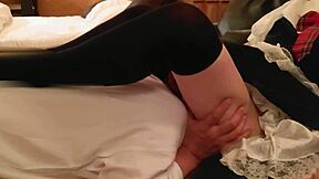 Amateur video of a cosplay maid with an Asian idol, featuring a hot scene on the bed