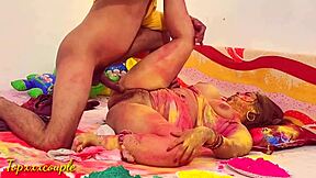 Pretty Asian sister-in-law gets rough treatment on Holi