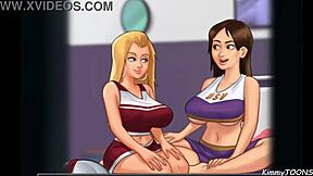 Pervert neighbour watches shy blonde and her slutty friend