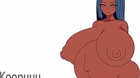 Beautiful Asian woman with big breasts gives birth in a porn artwork
