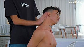 Gay BDSM after-party action with rough sex and blowjobs
