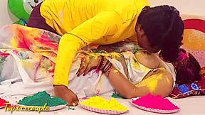 Pretty Asian sister-in-law gets rough treatment on Holi