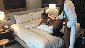 A black beauty gets some interracial love with a well-endowed partner