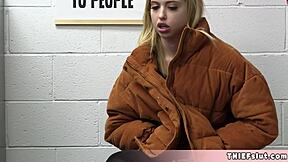 Petite blonde Chloe's mall heist ends in rough sex