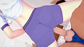 Stepsister in gym clothes wants to have sex in the bedroom