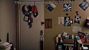 Beautiful woman with big cans and huge dick lover in cartoon porn video
