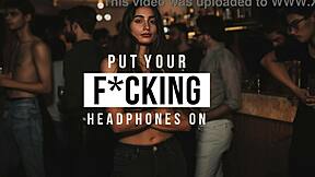 A kinky girlfriend dominates a man at a party in front of their friends