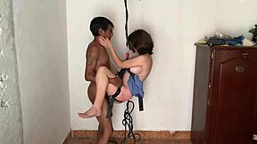 Amateur teen gets tied up and fucked by a thot