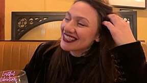 Beautiful woman gets cum on her face in a rather unexpected place