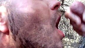Hey, check out this wild gay cruising spot with public group blowjobs and cumshots outdoors!