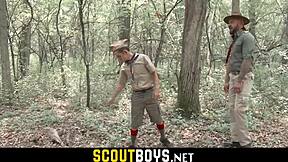 Young gay scouts get their asses stretched in nature