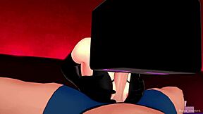 Hot girlfriend in red socks and Enderman mask awaits
