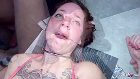 Hardcore gangbang with skinny teen and big pussy lips