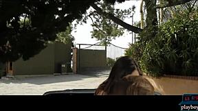 Outdoor fun with hot American lesbian girls and their Corvette